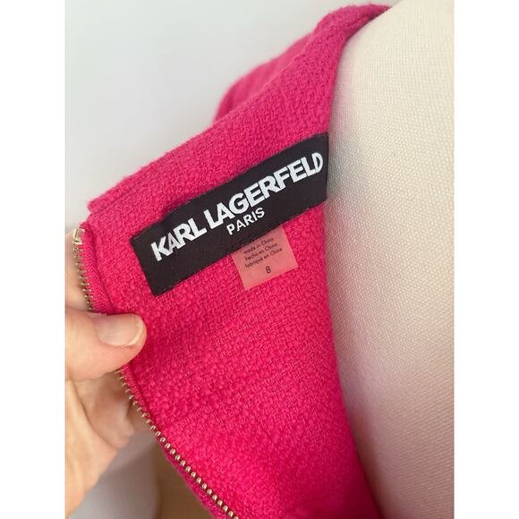 Karl Lagerfeld Pink Fringe Sheath Dress Womens Size 8 Professional Work Office - Picture 10 of 10
